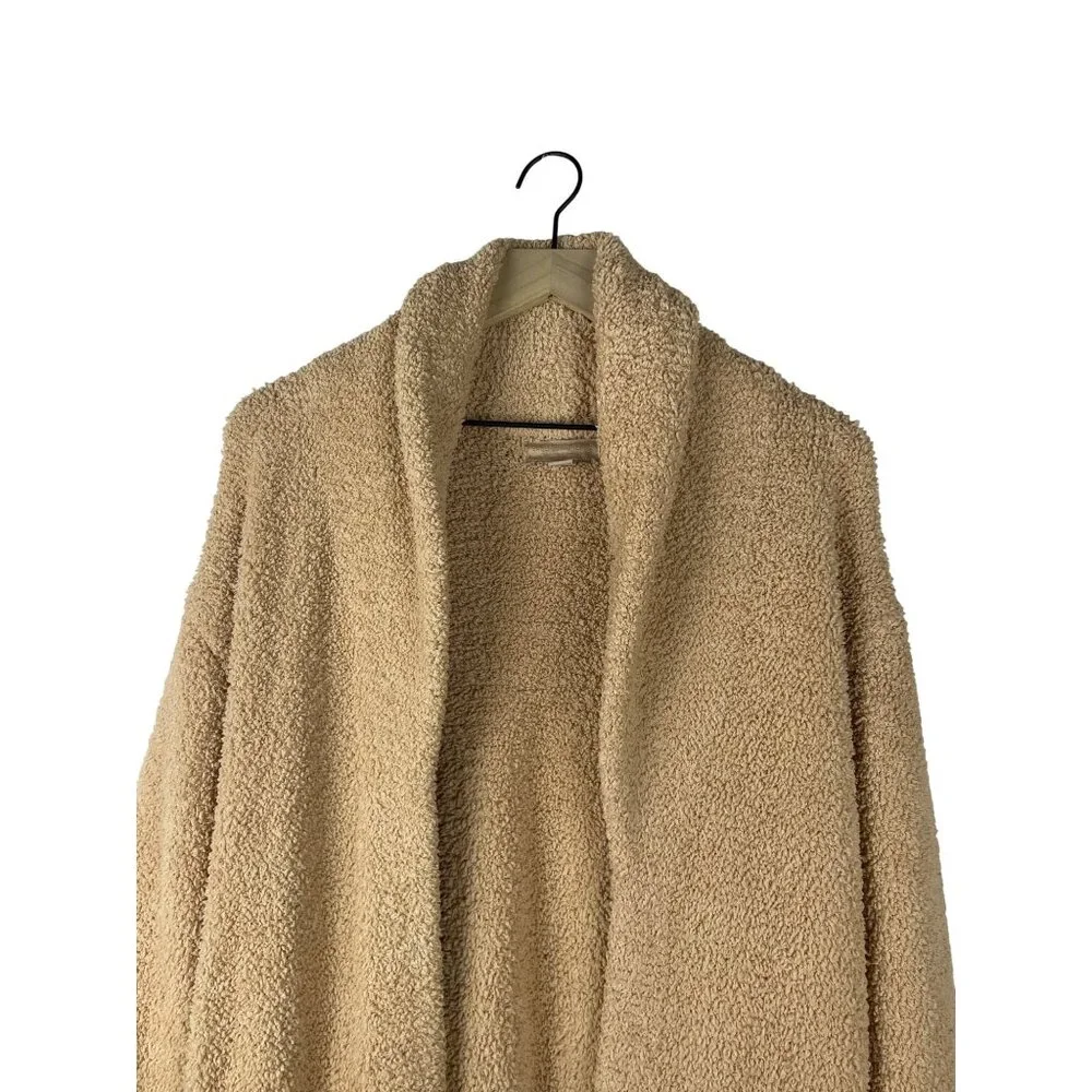 Barefoot Dreams Cozy Chic Wrap Long Robe Unisex Size 1 Tan Fluffy Soft Comfy - Picture 2 of 10